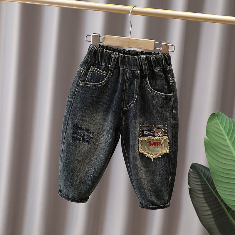 Boy's Autumn Denim Pants 2026 New Style Children's Boy Cool Trendy Spring/Autumn Long Pants Middle Big Boy Baby Pants