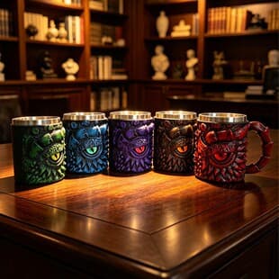 Big Eye Monster Resin Stainless Steel Double Layer Mug Cartoon Beer Mug Resin Craft Ornament