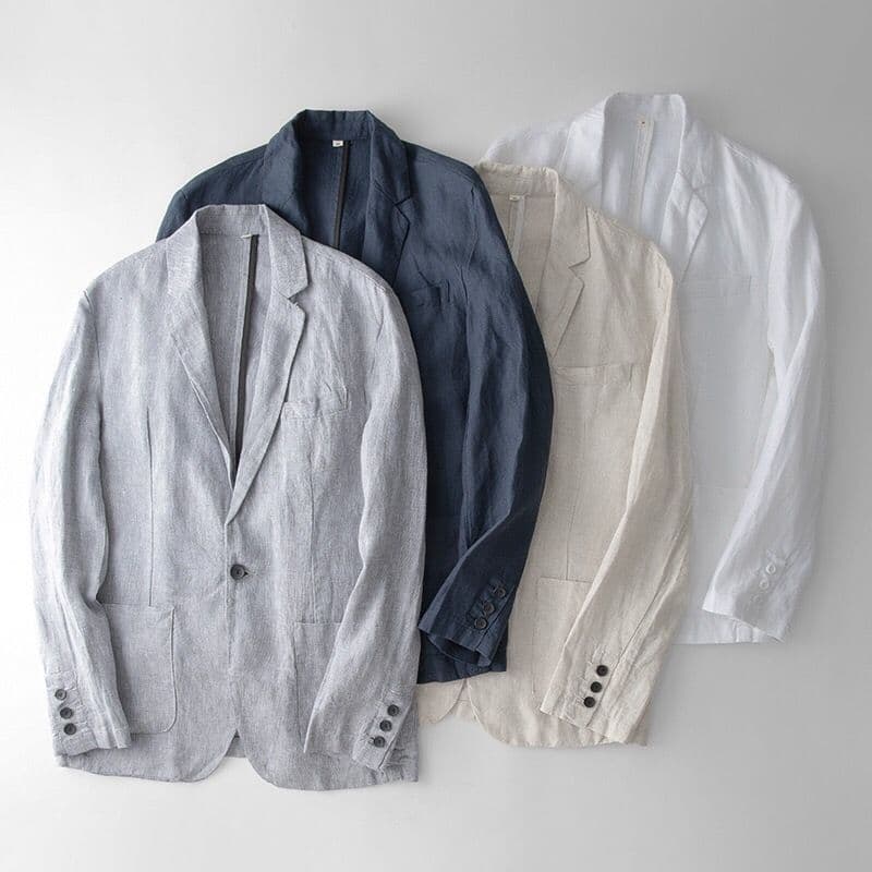2025 Linen Blazer for Men Spring Summer Casual Lightweight Jacket Sun Protection Cotton Linen