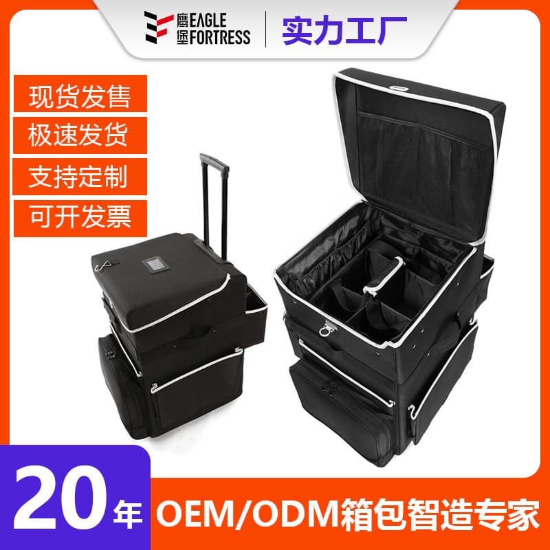 Cross-border exclusive hotel cleaning kit with wheels and pull rod, multi-functional cleaning storage bag with separate compartments