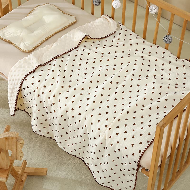 Bean Dot Blanket Four Seasons Baby Cover Blanket Pure Cotton Gauze Quilt Air Conditioning Blanket Spring Autumn Thin Blanket Kindergarten Nap Cover Bath Blanket