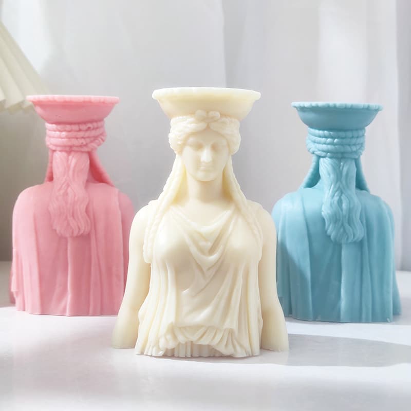 Ancient Greek Female Bust Candle Silicone Mold, Scented Candle Home Decor, Greek Female Art Candle
