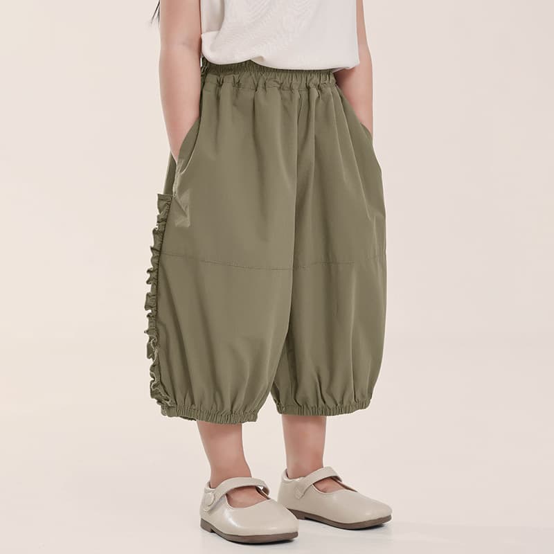 Changguo Clothing Girls' Cropped Pants Children's Summer Pants Small and Medium-sized Girls Thin Lace Casual Pants Anti-mosquito