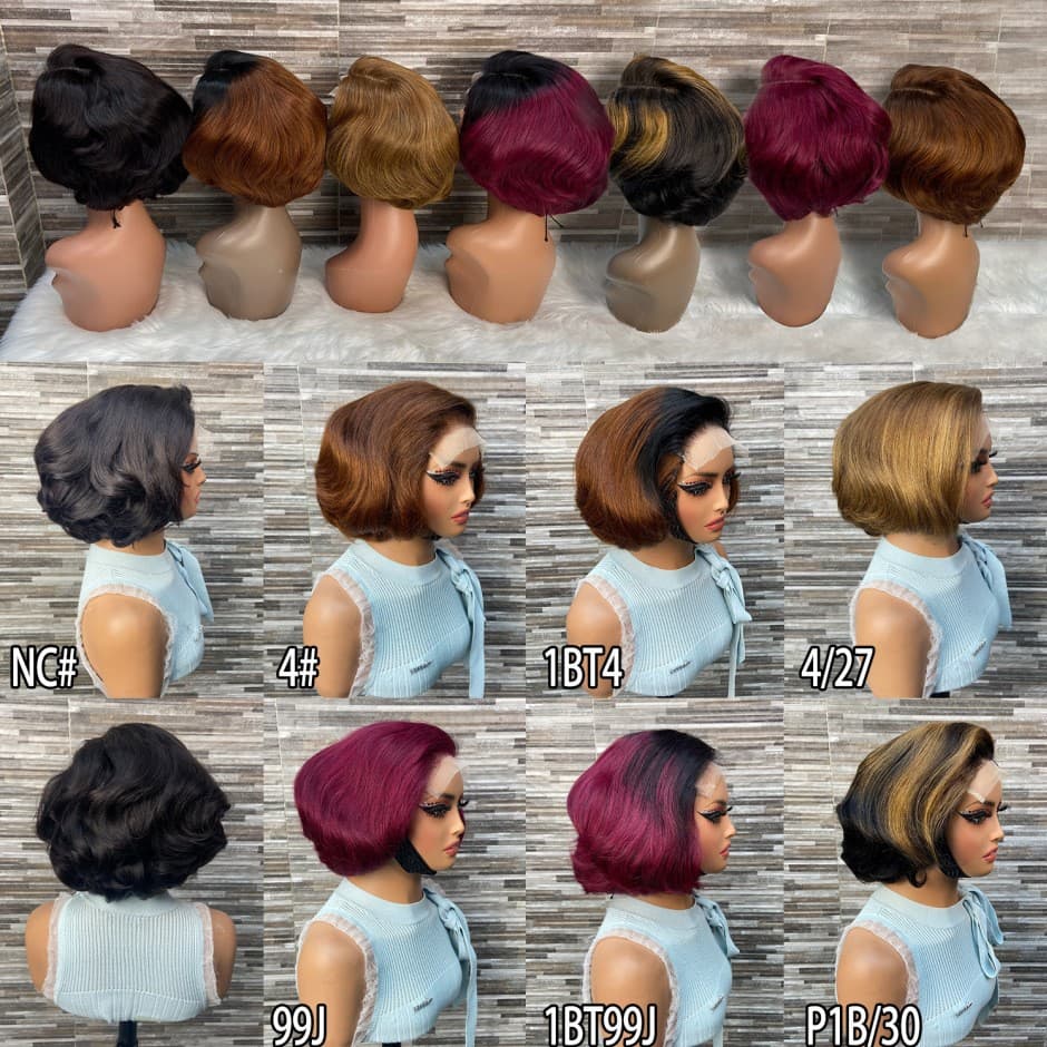 Fluffy High Density Full Pixie Cut Hair Wig 5x5 Real Human Hair Lace Pixie Wig Cap