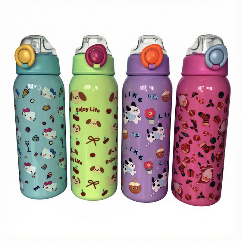 Straw Cup 760ml Stylish Anti-Splash Design Portable Plastic Cup for Kids and Students Cartoon Space Cup