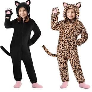 New Cross-border Girls Cat Costume Kids Halloween Black Cat Animal Onesie Stage Performance Outfit