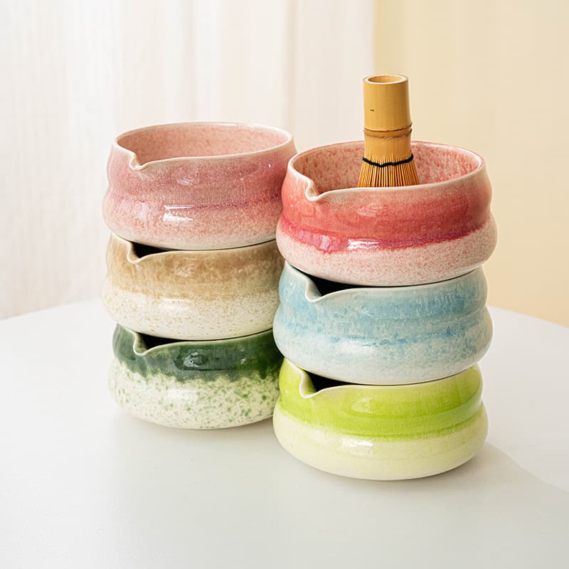 Amazon Japanese Matcha Bowl with Spout Ceramic Tea Set Accessories Tea Whisk Stand Set Japanese Tea Ceremony Cross-Border Exclusive
