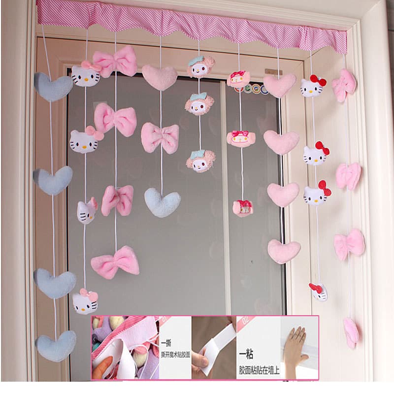 Colorful KT Pink Heart Door Curtain High Appearance Popular Wedding Decoration Girly Princess Door Curtain Hanging Curtain
