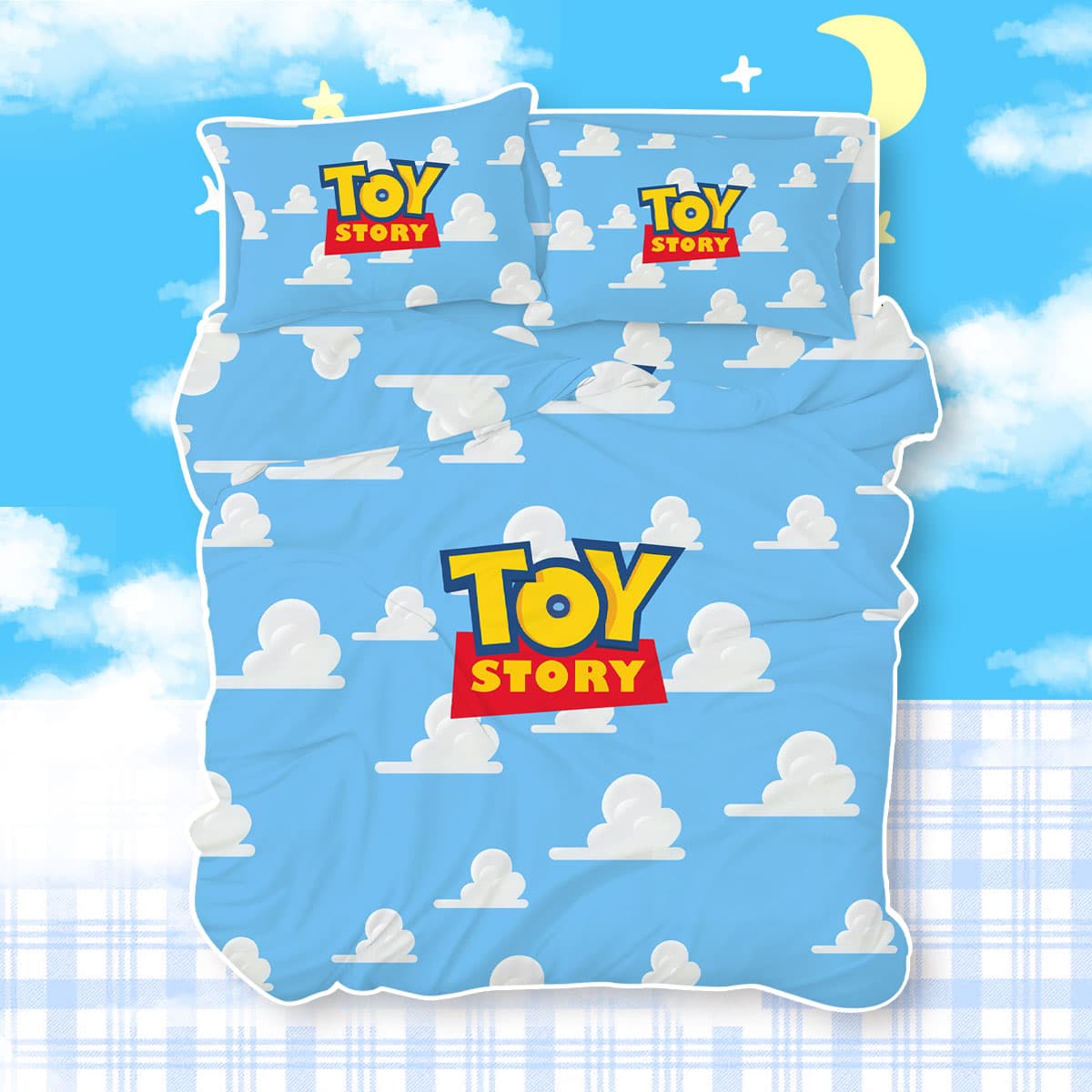 Toy Story Disney Cartoon Double-Sided Four-Piece Bed Set, Cute Bed Sheets, Duvet Cover, Dormitory Three-Piece Set