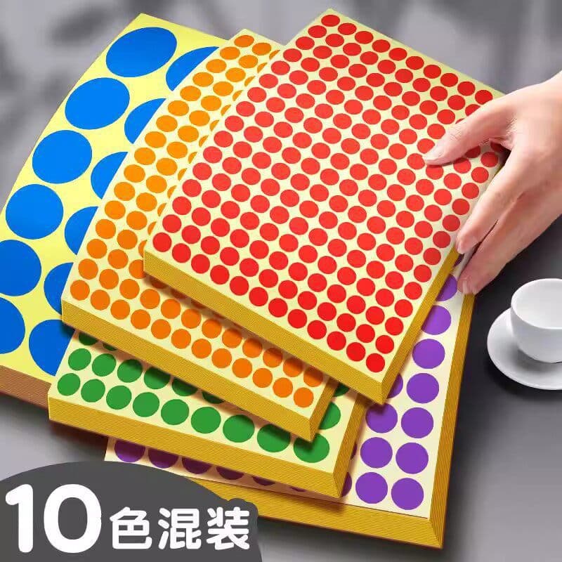 Red Dot Round Stickers Colorful Labels Self-Adhesive Round Paper Colored Dot Number Stickers