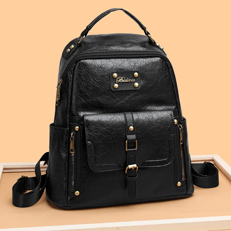 Creative Lock Buckle Backpack Women 2025 New Trendy European American Fashion Soft Leather Travel Backpack Large Capacity Student School Bag