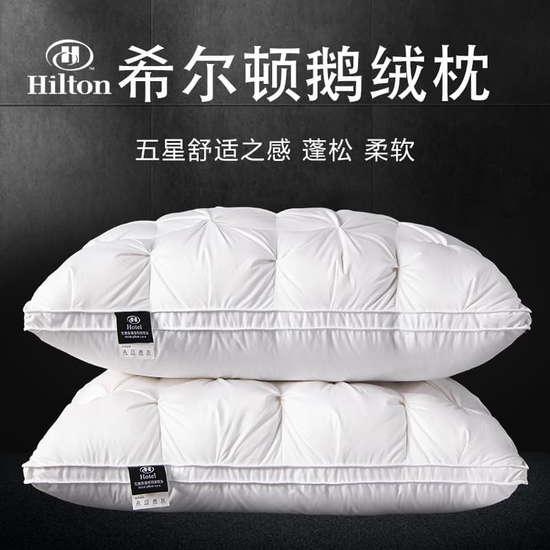 Five-star hotel down pillow, all-cotton for student dormitories and home use in pairs, neck care white goose down pillow core