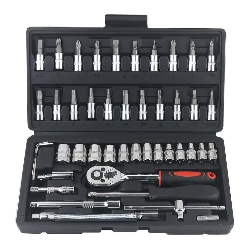 2026 New Cross-Border Dropshipping 46-Piece Universal Household Tool Set, Carbon Steel Hand Tools