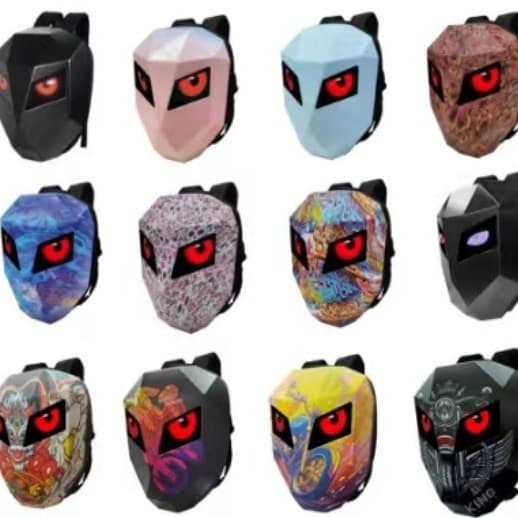 LED Cool Backpack, Iron Man Backpack Riding Luminous Helmet Motorcycle Backpack Mobile Phone Bluetooth APP