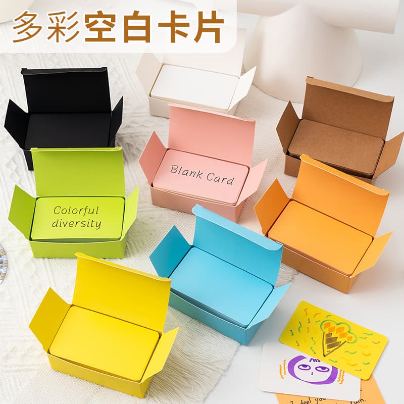 Color Boxed English Word Cards Thick Handwriting Memory DIY Hand-Drawn Self-Made Literacy Reminder Hard Cardstock