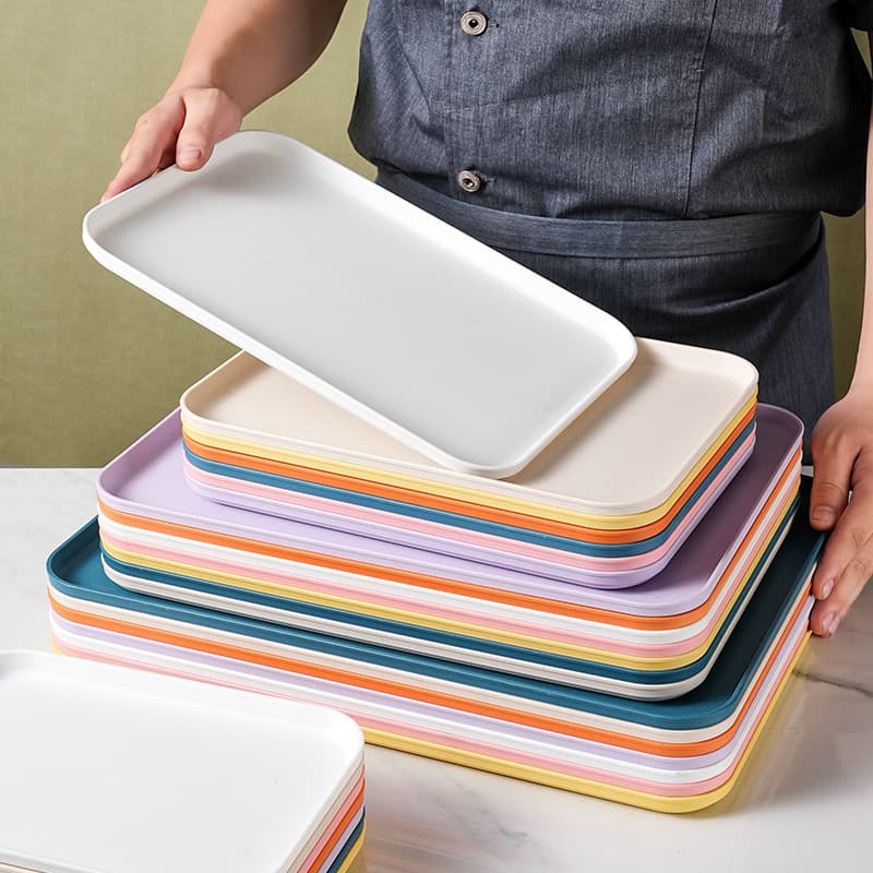 Tray for Home Hotel Restaurant Rectangular Tea Tray Stall Thickened Snack Plate Dessert Plate Practical Plastic Utensils