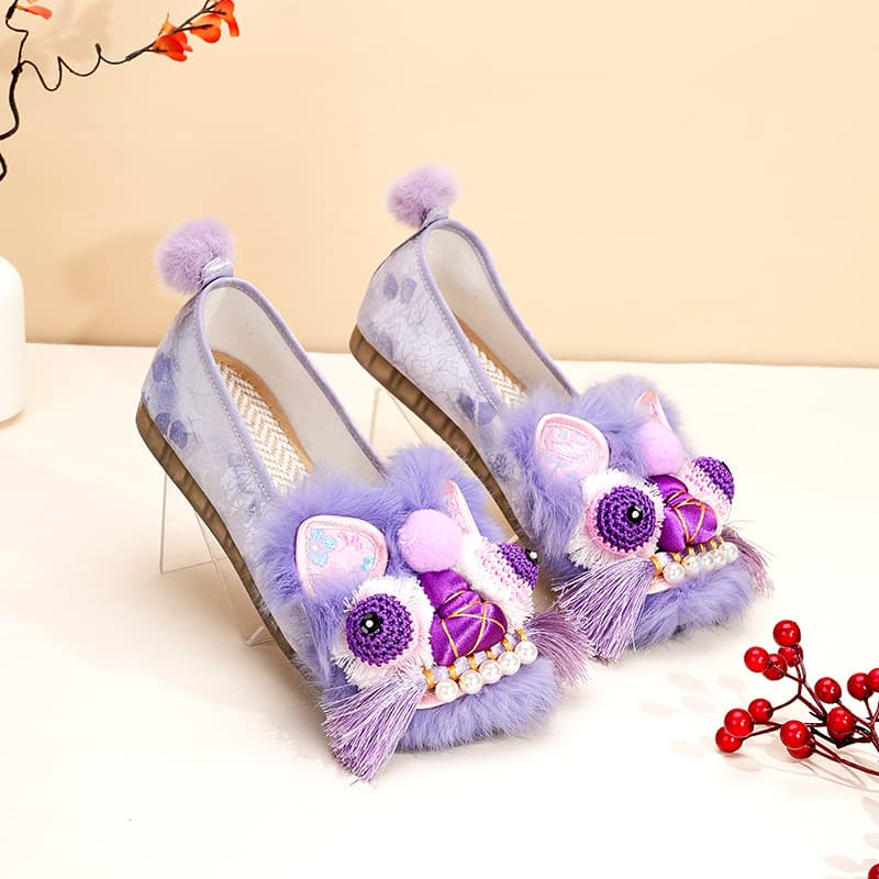 2025 spring new style handmade tiger head shoes women adult comfortable soft sole ethnic cloth shoes 2022-223