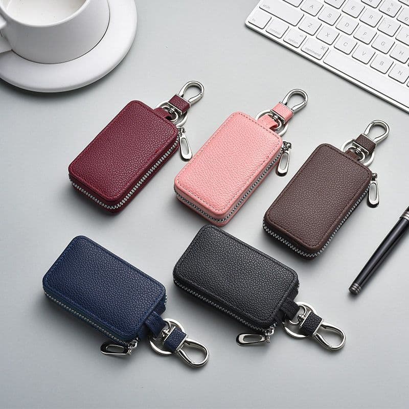 Factory Stock Wholesale Genuine Leather Texture Car Key Case Unisex Zipper Key Pouch Gift Premium Feel