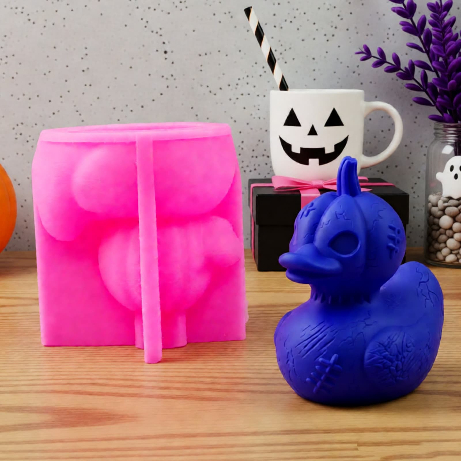 Halloween Duck Ornament Mold Ornament Candle Plaster DIY Plaster Ornament Candle Holder Silicone Mold W0975