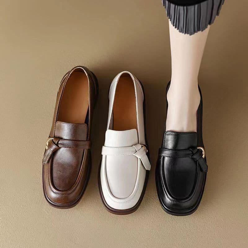 2024 New Soft-Soled British Style Slip-On Loafers, Versatile Round-Toe Flats for Women, Bean Shoes
