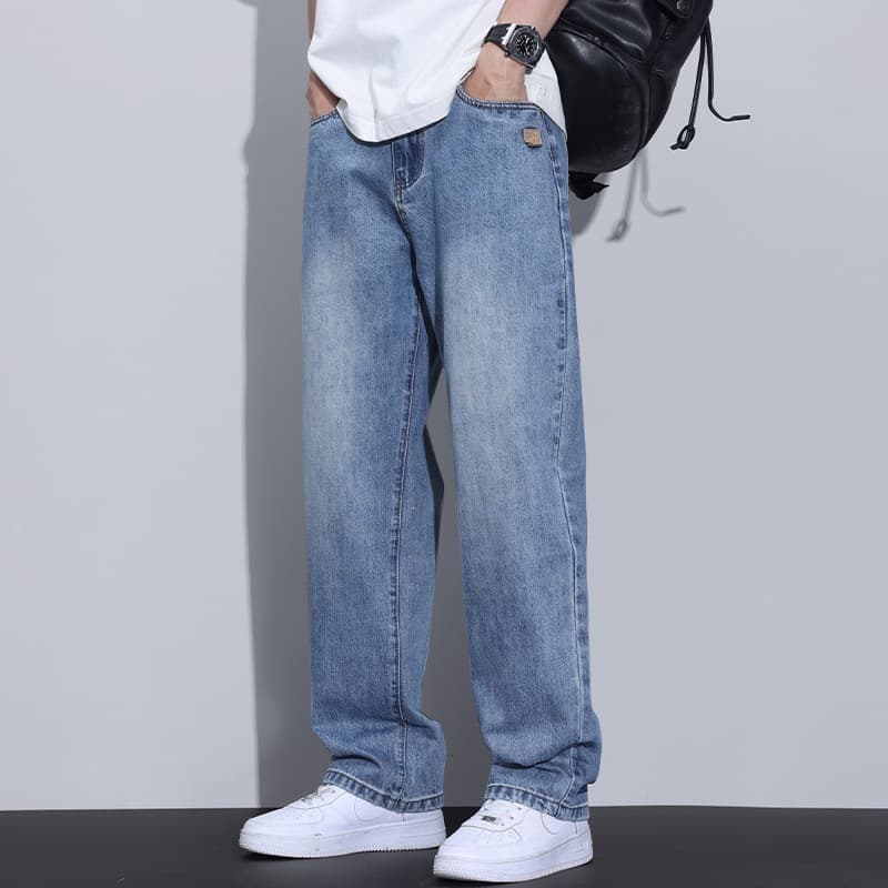 Wide-leg jeans for men, trendy new season straight-leg loose long pants 2025 new retro streetwear casual trousers