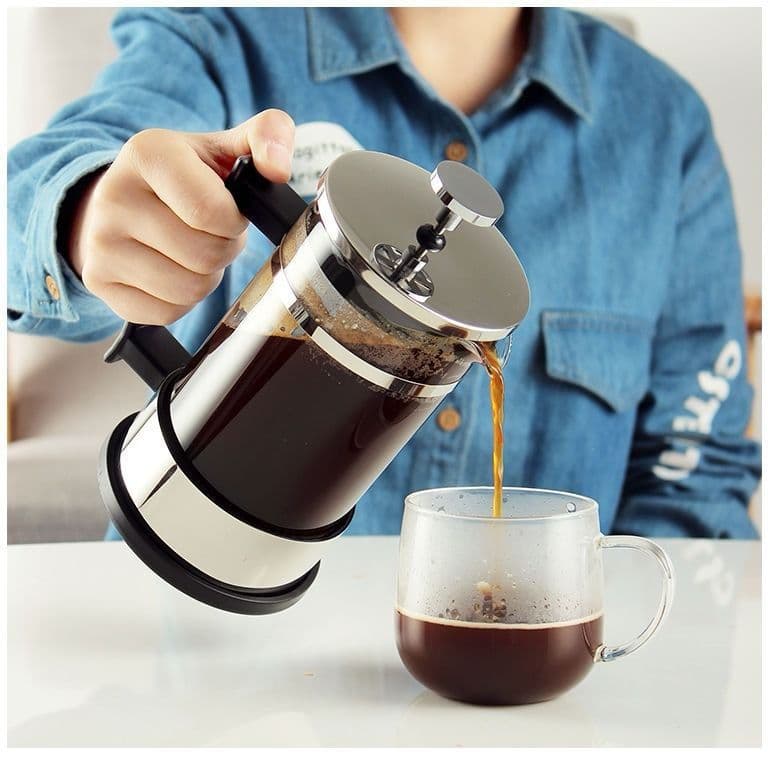 French Press Coffee Pot Pour-over Filter Press Glass Tea Infuser with Milk Frother and Press Tea Pot Coffee Filter Cup