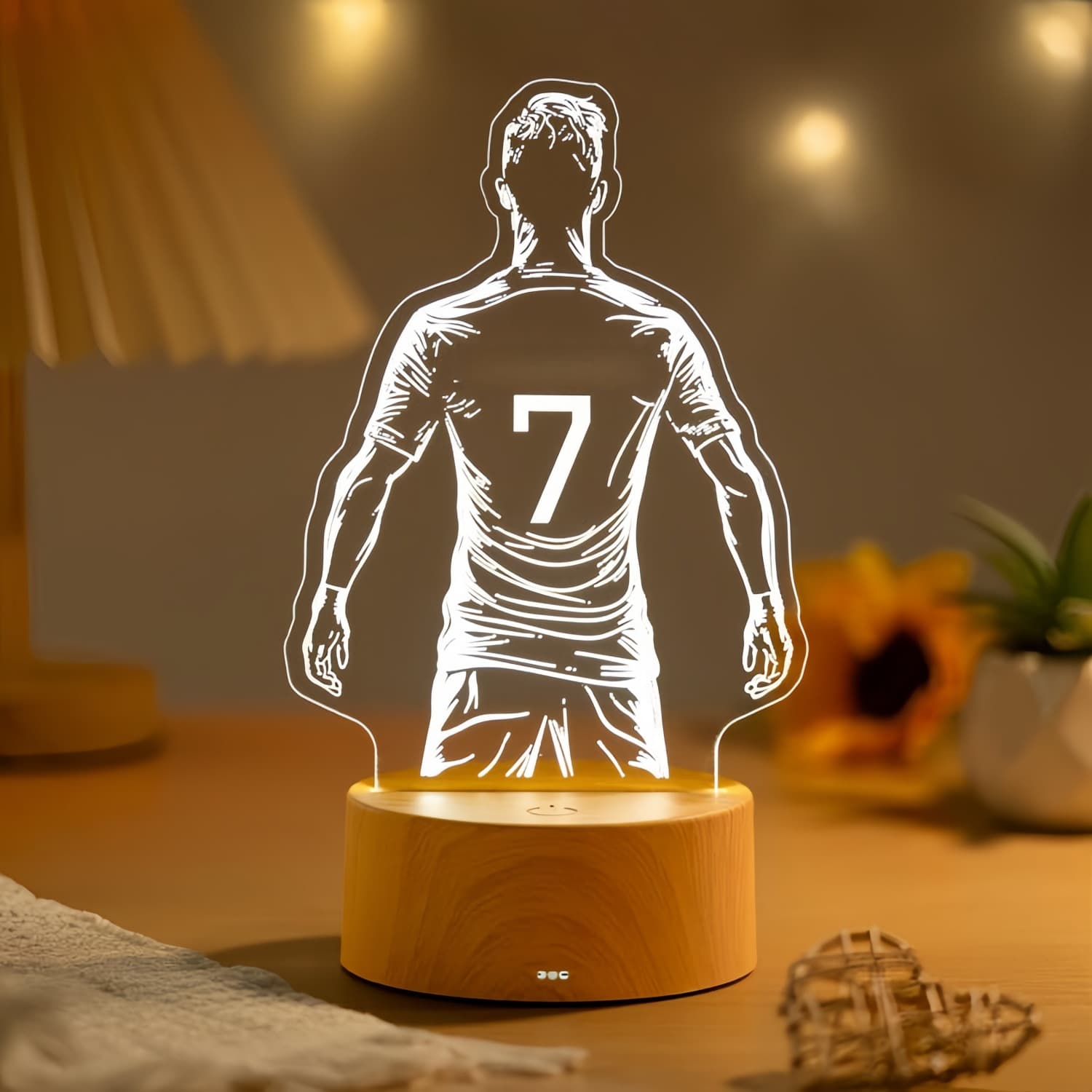 Cross-border popular ball game three-dimensional 3D wood grain night light five major league series sports icon customization factory direct sales