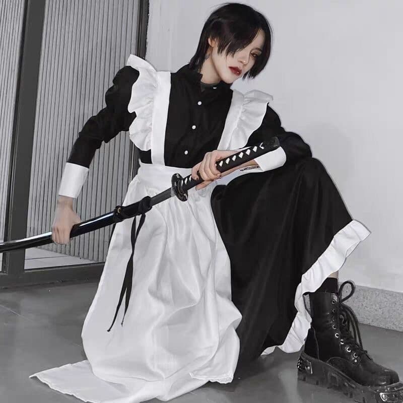 Black Maid Outfit for Men, Cosplay Cute Japanese Lolita Dress, Anime Maid Uniform, Loli Female Costume
