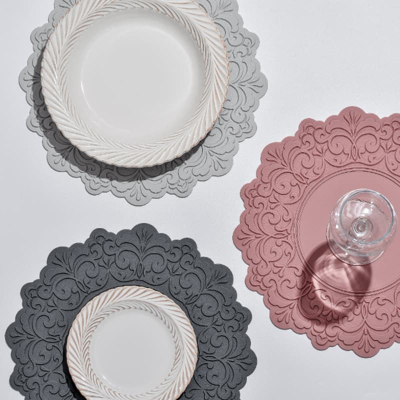 Nordic Silicone Lace Placemat Vintage Embossed Lace Dining Mat Bowl Mat Cup Mat Pot Mat Plate Mat Heat Insulation Mat Wholesale