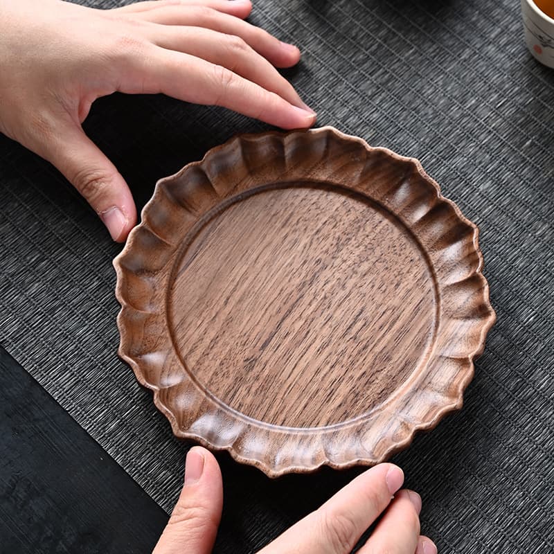 Walnut Wood Solid Teapot Stand Household Tea Tray Dry Brewing Tray Teapot Heat Insulation Mat Tea Table Decor Tea Ceremony Parts