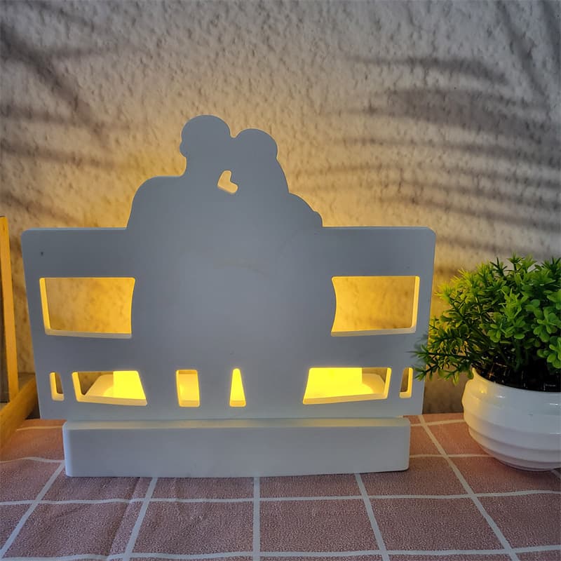 S0525 Park Bench Couple Desktop Decoration Cement Plaster Mold DIY Silicone Mold