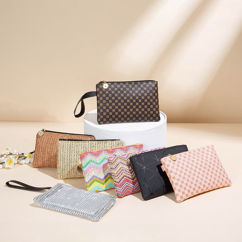 Wholesale Personalized Colorful Water Ripple Print Clutch Bag 2024 New Style Fashionable Simple Monogram Woven Women's Wallet