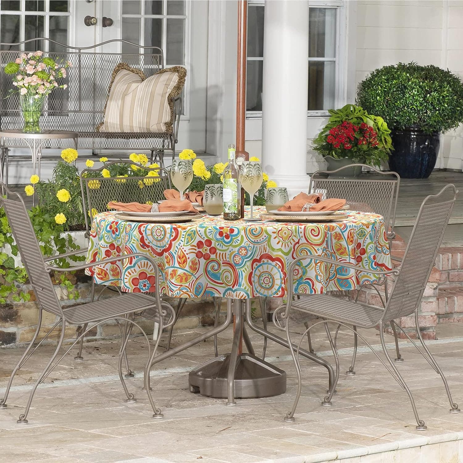 Cross-border Waterproof and Oil-proof Printed Polyester Tablecloth, Nordic Ins Style Thick Round Table Cover, No-Wash Table Cloth