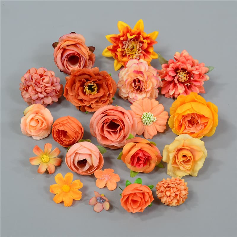 Orange simulated flower silk flower wedding flower arrangement bachelor's hat headdress pendant antique style decoration Halloween