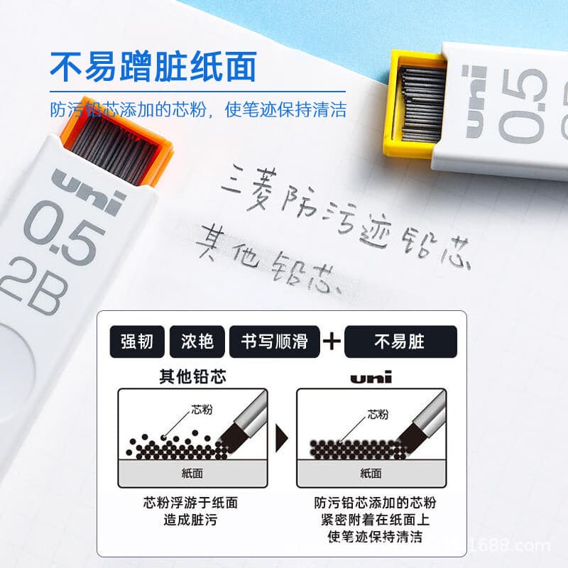 Mitsubishi (uni) UL-S-0.5 Black Mechanical Pencil Lead 0.5mm Refill for Automatic Pencil, 40 Pieces