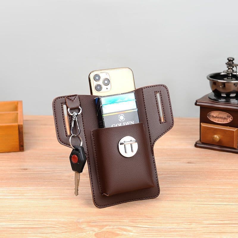 New style double-sided mobile phone bag for men, waist bag for running, construction sites, working, wearing a belt, key holder, small waist bag, cigarette case cover