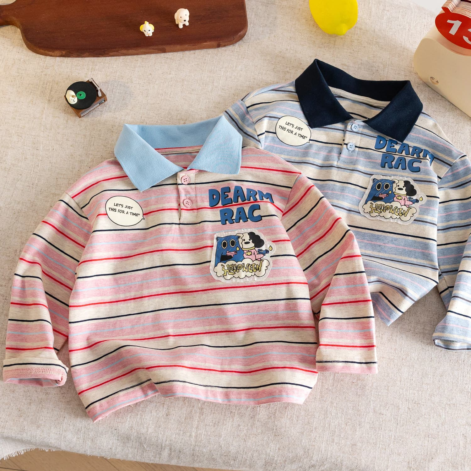 Children's long-sleeved T-shirt 2026 new spring and autumn boys spring striped Polo shirt top baby casual children's clothing t