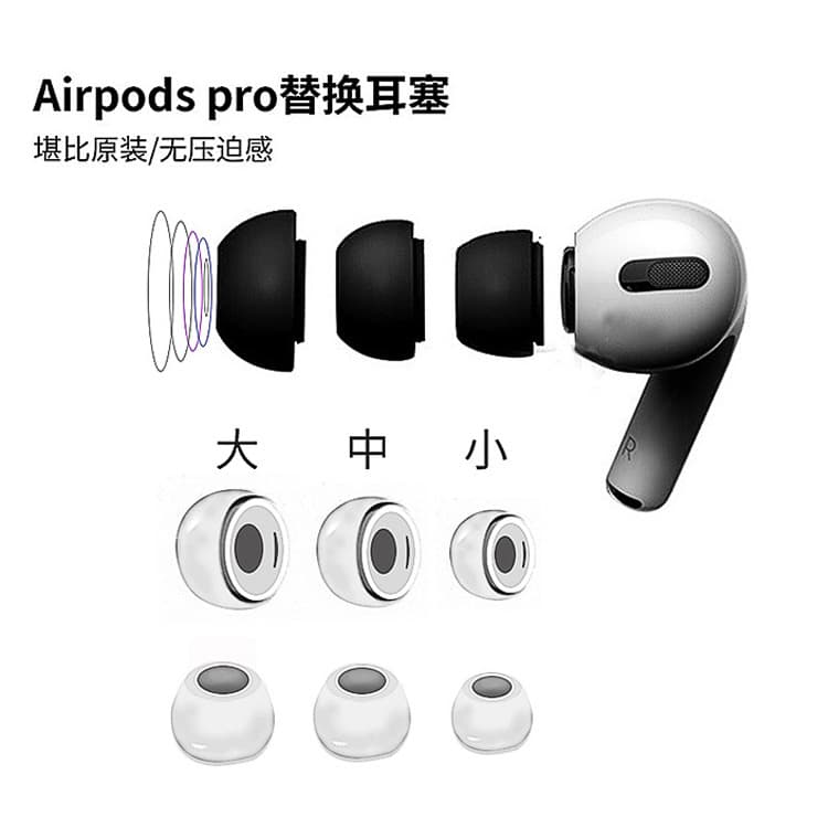Silicone ear tips for Apple AirPods Pro 2 earphone cases, old 3rd generation ear caps.