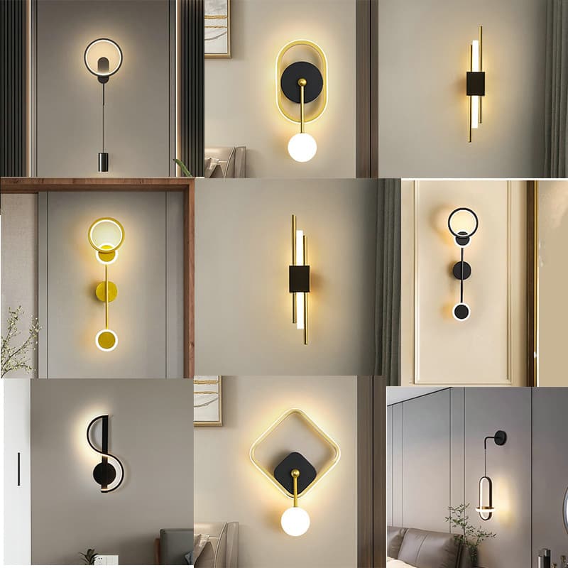 Bedside Wall Lamp Bedroom Light Luxury Nordic Minimalist Creative Pendant Wire Lamp Corridor Hallway Light Living Room Background Wall Light
