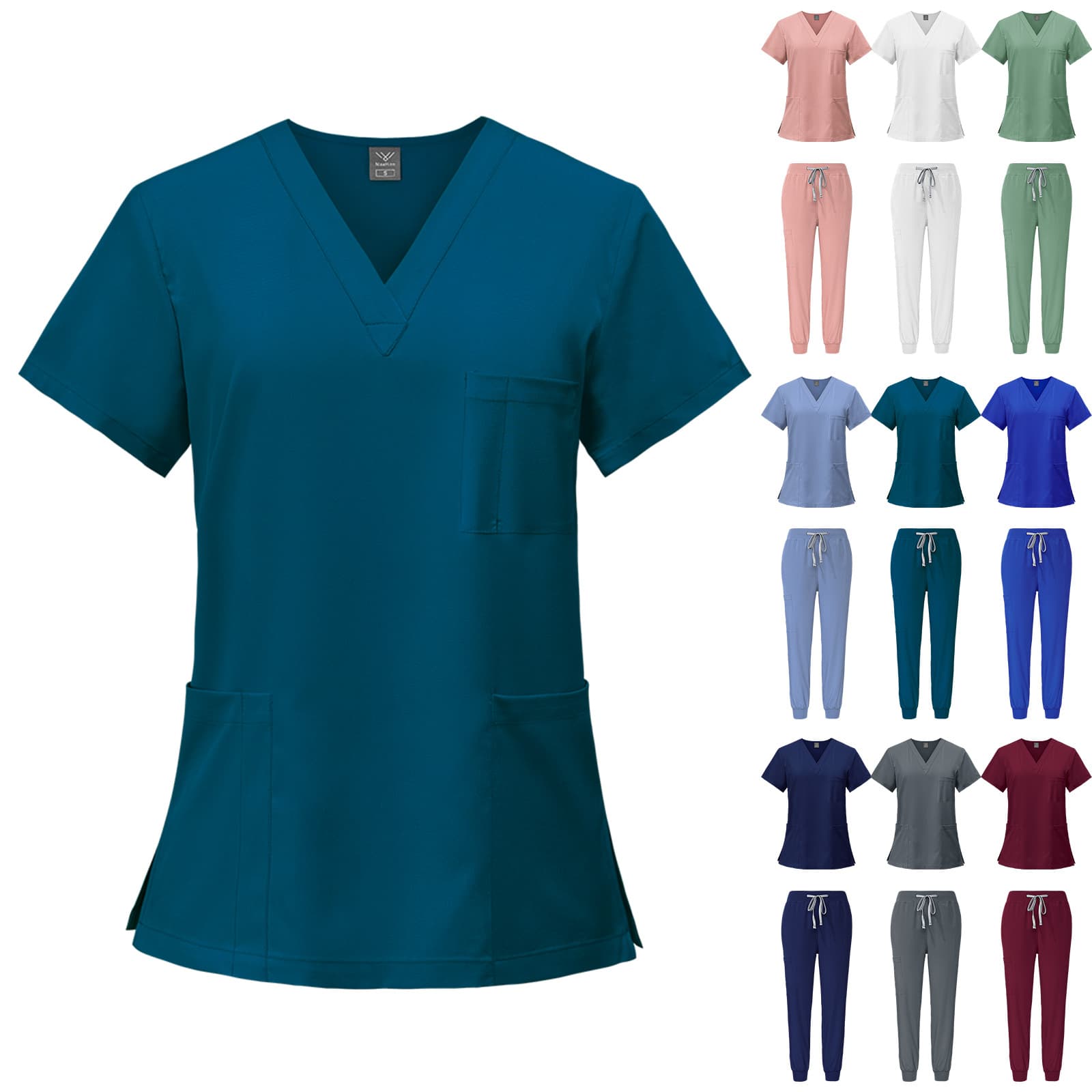 Same-day dispatch with all colors and sizes available: Unisex quick-dry short-sleeve scrub tops for nurses, pet hospital workwear.
