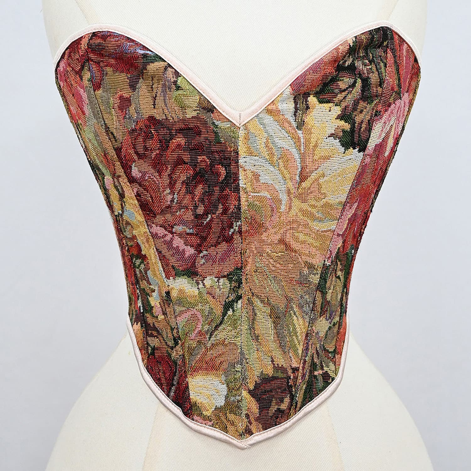 7051 French style back strap bra, retro oil painting, peony red shapewear, lace-up, stacked vest, corset top for women