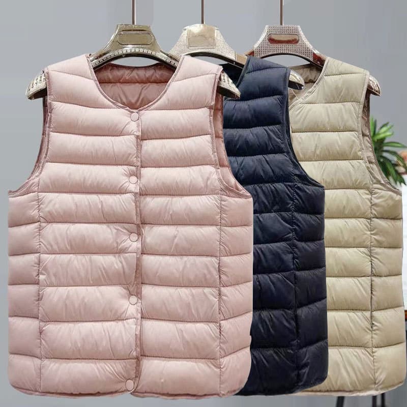 Women's Down Cotton Vest Thickened Inner Liner Ultra-Light Warm Top Mid-Aged and Elderly Women's Fashion Fleece-Lined Jacket
