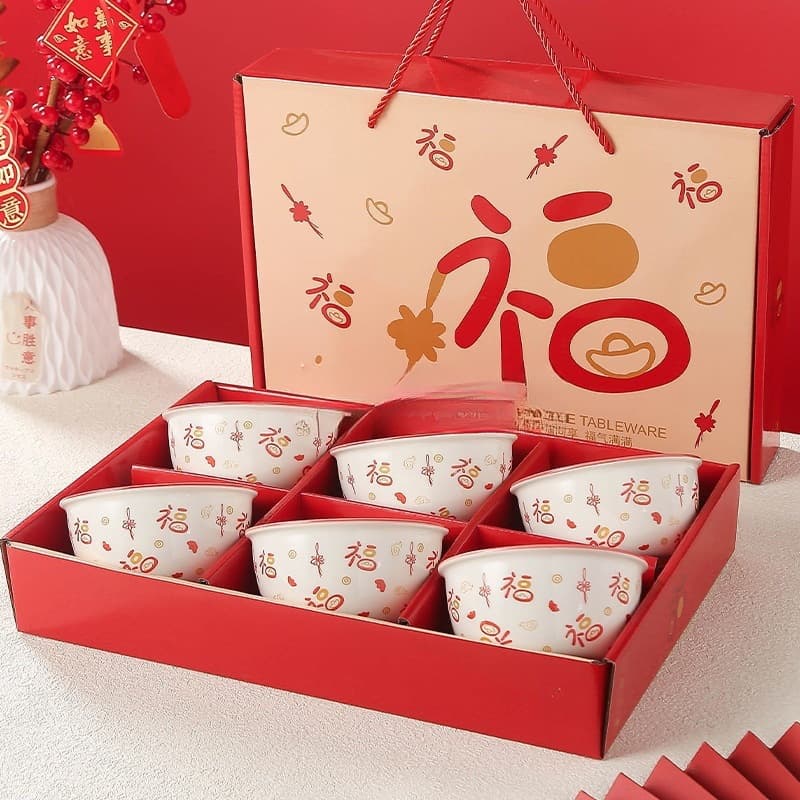 Wholesale Gift Bowl and Chopstick Set Blue and White Porcelain Bowl Set Home Use Ceramic Bowl Gift Bowl Plate Tableware Gift Box Set