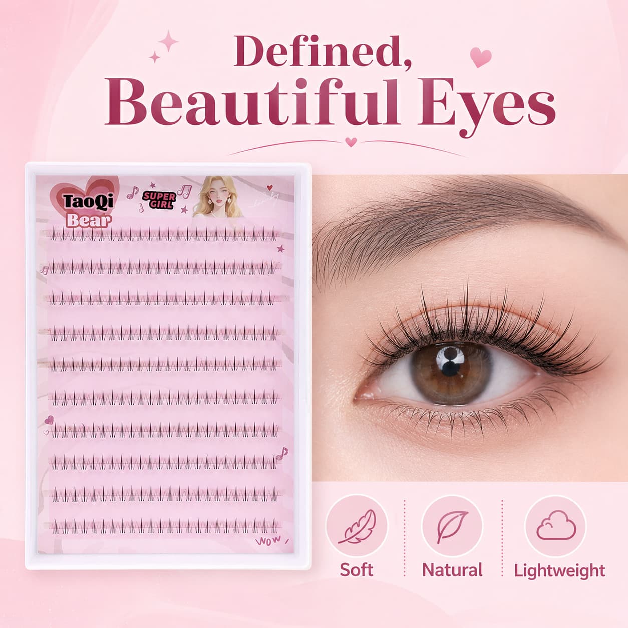 No-Glue Small Flame Lashes 10 Rows Dense Camera-Ready Asian Chic Cosplay Comic Big Eye No-Glue False Eyelashes