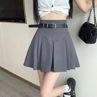 High-Waist School Style Suit Pleated Skirt Women's Slimming A-Line Skirt Short Skirt Pants 2025 New Summer Half Skirt