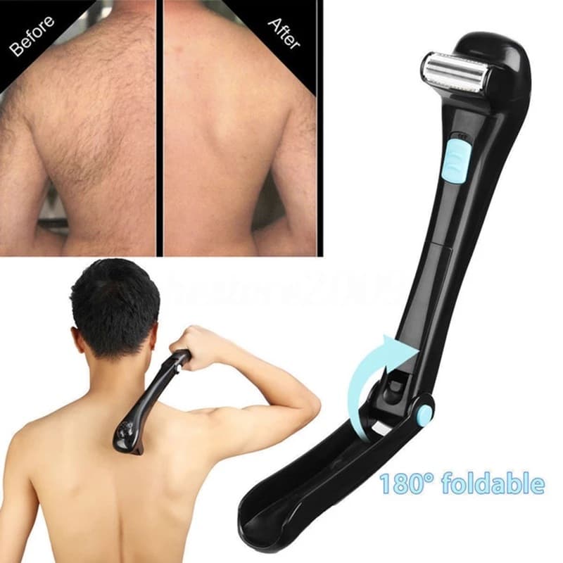 Battery Operated Back Shaver Handle Foldable Men's Back Hair Remover Rechargeable Electric Razor for Underarm And Leg Hair