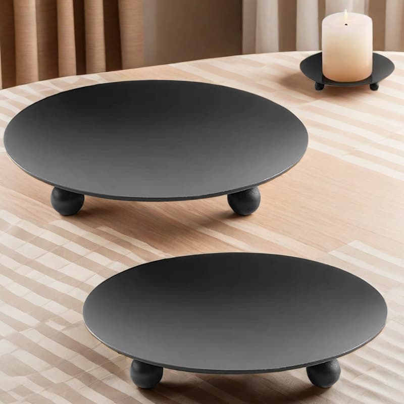 Manufacturer's straight scented candle base tray, black American candle holder iron plate, disc candle holder wedding decoration