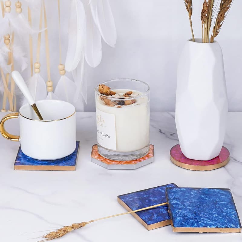 Sweet Epoxy Resin Crystal Clear DIY Round Square Octagonal Coaster Mold Set with Storage Box for Wholesale