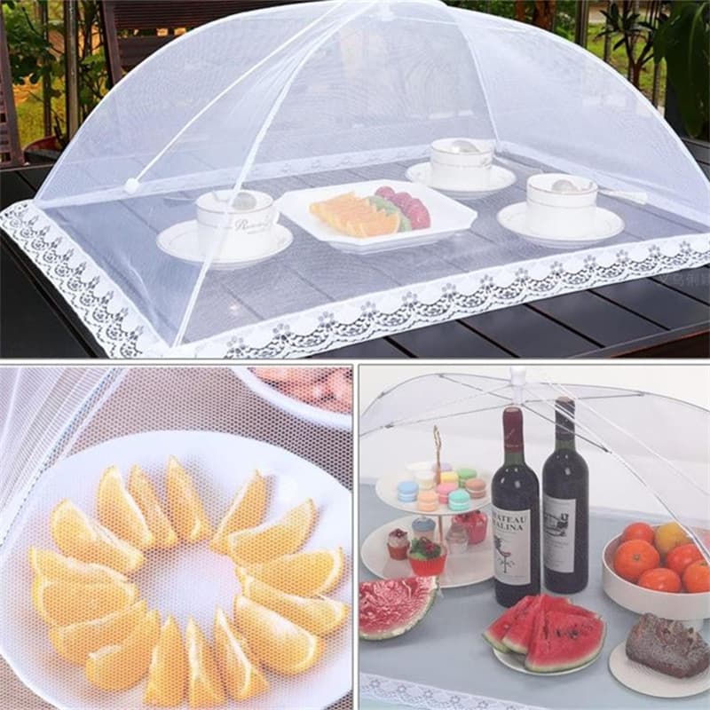 New Rectangular Commercial Table Food Cover, Cross-Border White Insect and Dust Protection Mesh, Foldable Washable Food Shield