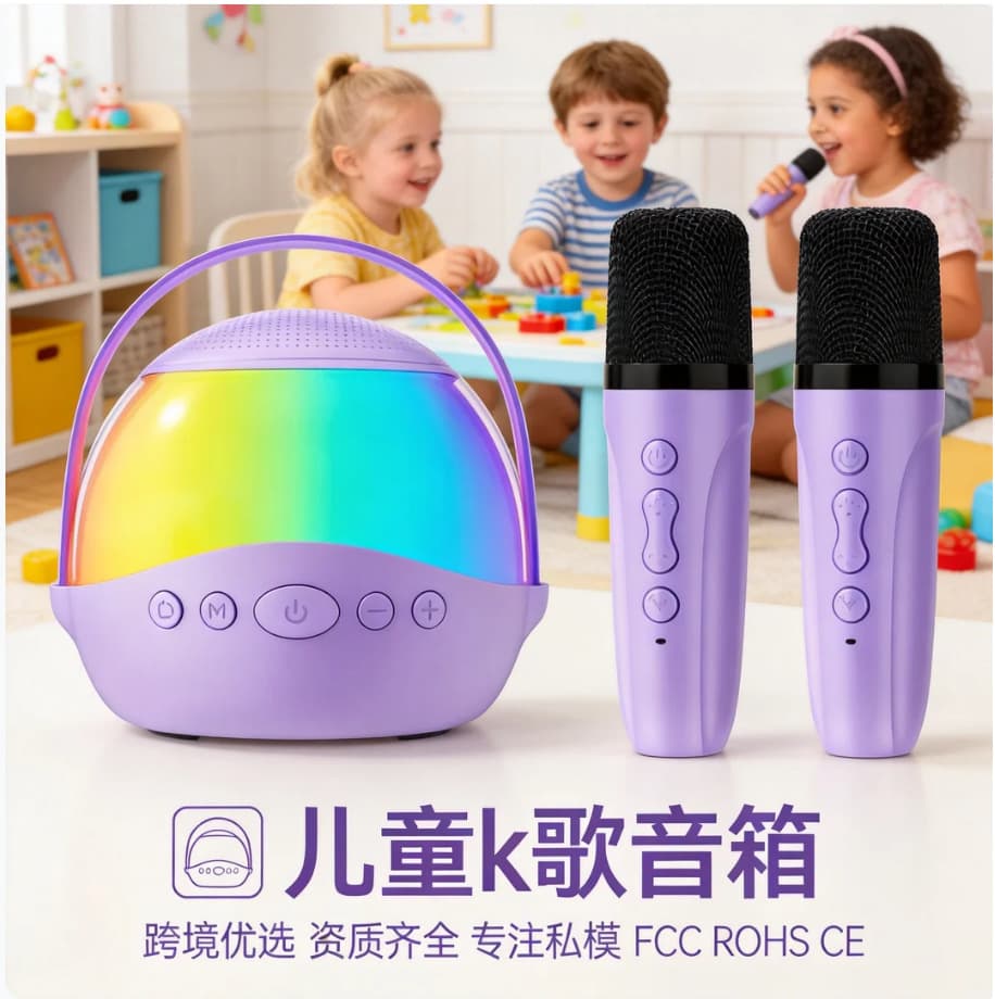 FCC Bluetooth Speaker with Dual Microphones, Outdoor Wireless Karaoke Speaker with Microphones, Home KTV Speaker, Cross-Border